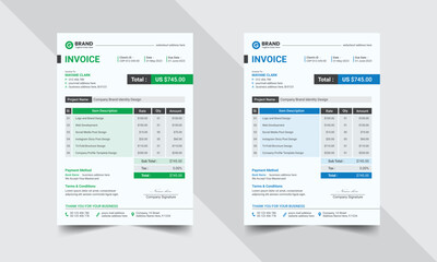 Invoice template design,  Invoicing quotes, money bills, price invoices, payment agreement design, business invoice