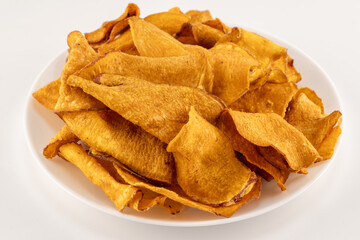 Sweet potato chips on white background,a kind of snack