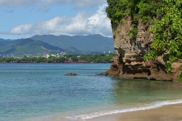 Sandstone cliffs looking toward Grand Anse Beach and St George's, Grenada

