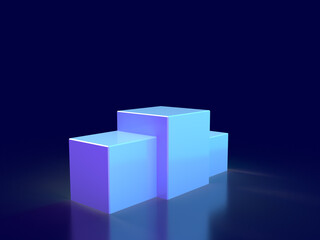 紺色背景の表彰台、Podiumの3Dイラストレーション