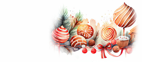 Watercolor winter art background vector illustration. Design for print, decoration, poster, wallpaper, banner. Generative AI.