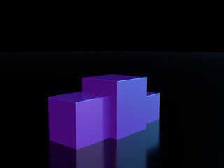 深紫色背景の表彰台、Podiumの3Dイラストレーション