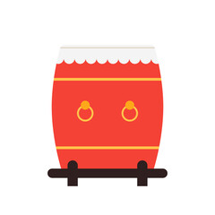 Drum vector, Chinese lunar new year flat design icon.