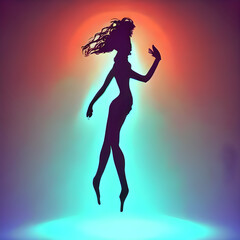Obraz na płótnie Canvas ダンスする女性のシルエットイラスト