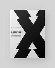 Abstract Poster Design. Vertical A4 format. Modernism brochure. Refraction and Distortion Glass Effect. Chopped, cut, glitch, broken letter composition.	