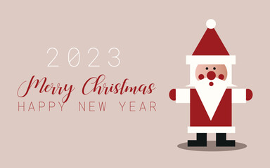 christmas greeting card with santa claus 2023 in applique style