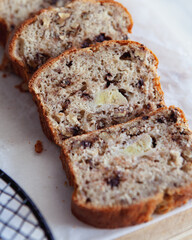Moisty inside and delicious Chocolate Chips Walnuts  Banana Bread Cake 

