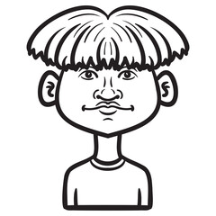 boy with funny hairstyle. vector drawing monochrome, avatar.