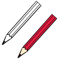 red crayon. vector graphics in color and black and white.