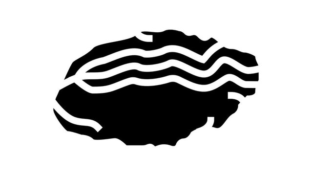 oyster closed shell line icon animation
