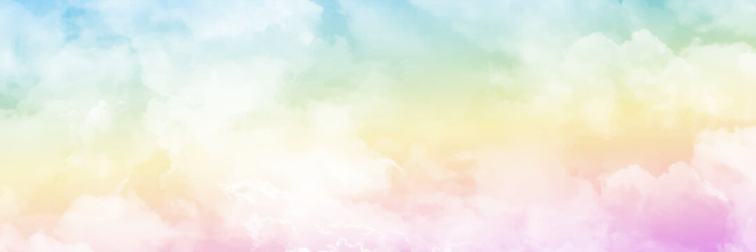 Cloud and sky with a pastel colored background. Colorfull sky abstract background