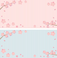Fototapeta na wymiar 桜のバナー背景素材 2色セット