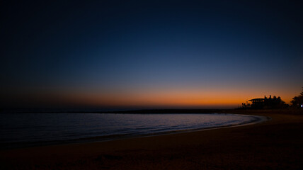 Fototapeta na wymiar Sunset on Playa de las Vistas, Los Cristianos, Tenerife