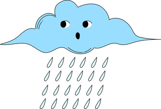 blue cloud raining cartoon style clip art preview