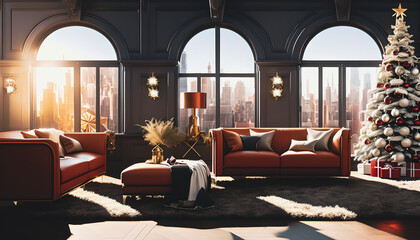 Christmas tree in a home room