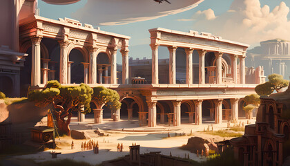 Fototapeta premium Artistic concept illustration of a Roman hipodrome, background illustration.