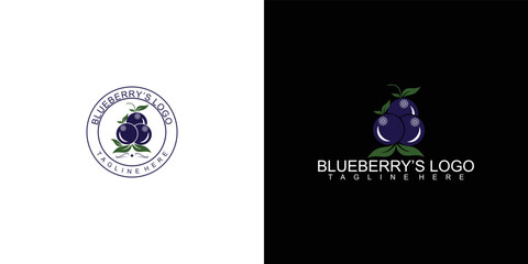Simple blueberry's logo design with modern style premium vector