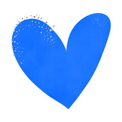 Blue Heart Watercolor With Silver Glitter