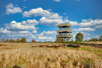 Publicly accessible lookout tower in Het Aekingerzand part of the Nationaal Park Drents-Friese Wold...