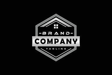 Obraz premium hexagon house emblem logo