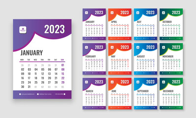 Desk calendar design for 2023 year. Calendar design template 2023.