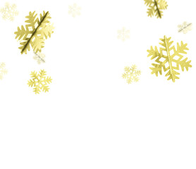 Transparent png composition of golden christmas snowflakes