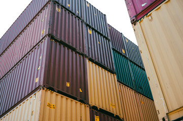 Fototapeta premium Cargo depot in the port ready for interntional shipment