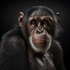 Alter Schimpanse schaut nachdenklich in die Kamera