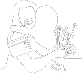 Happy Mother's Day. Continuous line drawing design. 