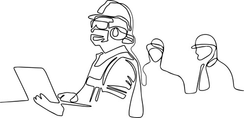 Construction manager and engineer working on building site