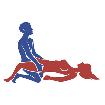 Pose of the Kamasutra. Is the guy on his knees? girl on the back. Vector illustration