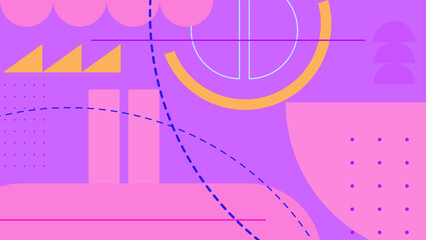 Mid-century abstract vector pattern with blue pink memphis background. Vector abstract graphic design banner pattern presentation background wallpaper web template.