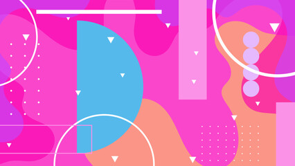 Obraz premium Modern colored background with abstract geometric shapes in memphis style. Vector illustration banner poster template
