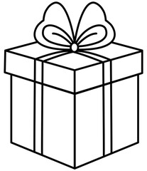 Christmas present gift box coloring cartoon outline
