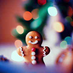 Obraz na płótnie Canvas gingerbread person on christmas background