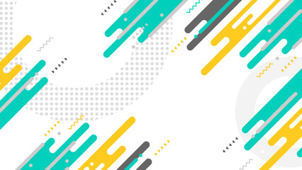 Cool trendy background design with memphis style and abstract shapes. Colorful modernism. Minimal geometric shapes composition. Futuristic patterns with pop art funky colors.