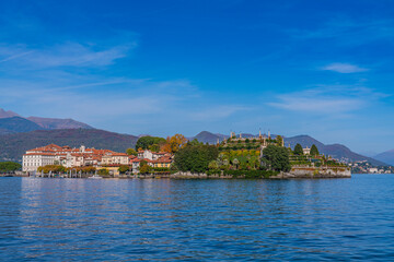 Fototapeta na wymiar Isola Bella - island Bella at the lake Maggiore at Stresa in Italy, landscapes over the lake.