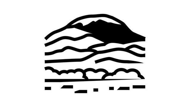 mount kilimanjaro line icon animation