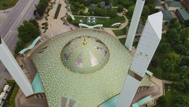 Aimani Kadyrova Mosque in Argun, Chechnya. Drone view