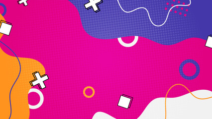 abstract memphis geometric background. Minimal geometric shapes composition. Futuristic patterns with pop art funky colors. Vector abstract graphic design pattern presentation wallpaper web template.