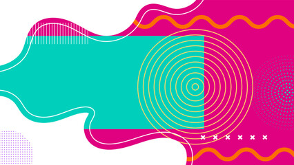 Modern abstract background with memphis elements in pop art gradients and retro themed for posters, banners and website landing pages.