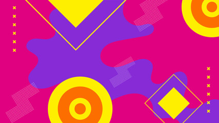 Memphis geometric abstract shapes background vector . Retro trendy halftone vector elements design for advertisement, Wallpaper, commercial and sale banner, poster. Vector illustration.