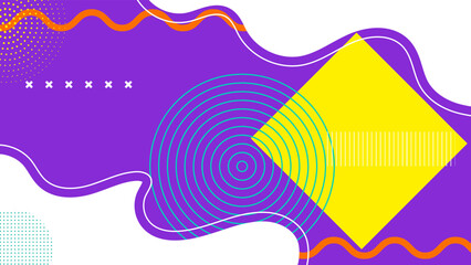 Memphis geometric abstract shapes background vector . Retro trendy halftone vector elements design for advertisement, Wallpaper, commercial and sale banner, poster. Vector illustration.