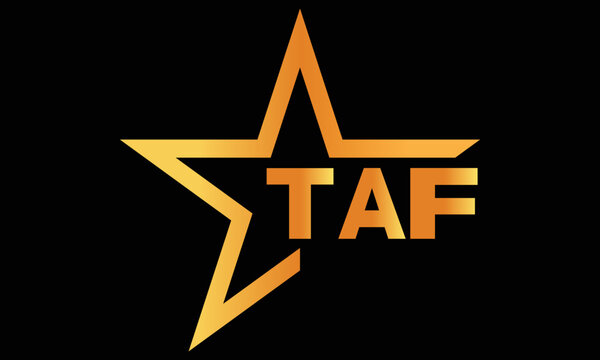 TAF golden luxury star icon three letter logo design vector template. royal logo | luxury logo | jewelry logo | premium logo | iconic logo | Victoria logo |