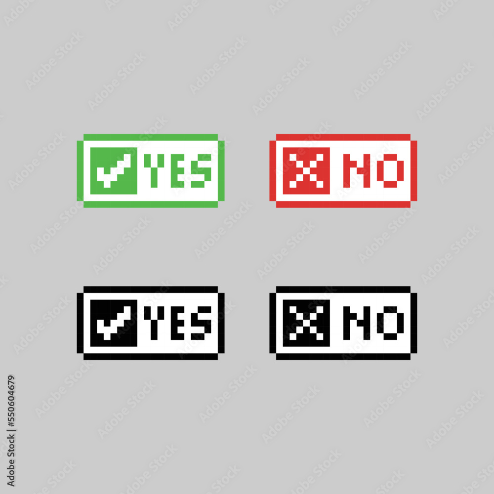 Poster pixel art button yes and no design vector