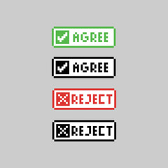 Pixel art button agree and reject design vector