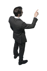 Corporate businessman pointing or touching