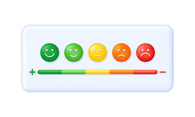 3D Feedback emotion scale illustration. Reviews with good and bad rating. Feedback in the form of emotions.