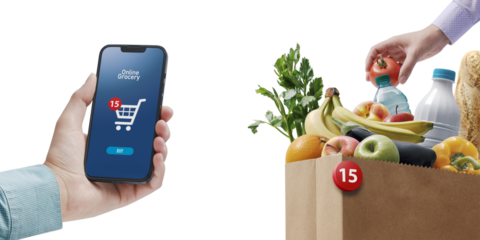 PNG file no background Customer ordering fresh grocery online