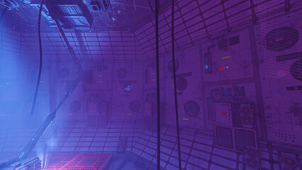 operating room in cyberpunk style background wall view